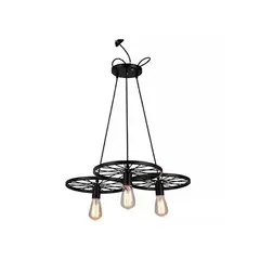GENERICO - Lampara Colgante Techo Retro Decorativo Ruedas Vintage Led Negro