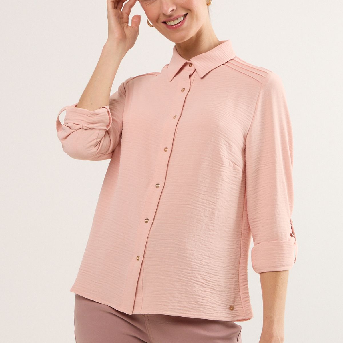 MA GRIFFE - Blusas Manga Larga Mujer Rosa Magriffe