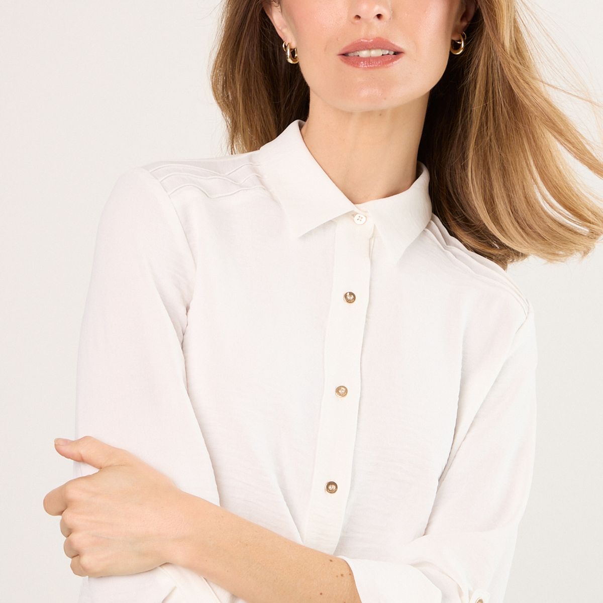 MA GRIFFE - Blusas Manga Larga Mujer Crudo Magriffe