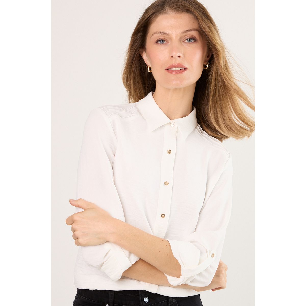 MA GRIFFE - Blusas Manga Larga Mujer Crudo Magriffe