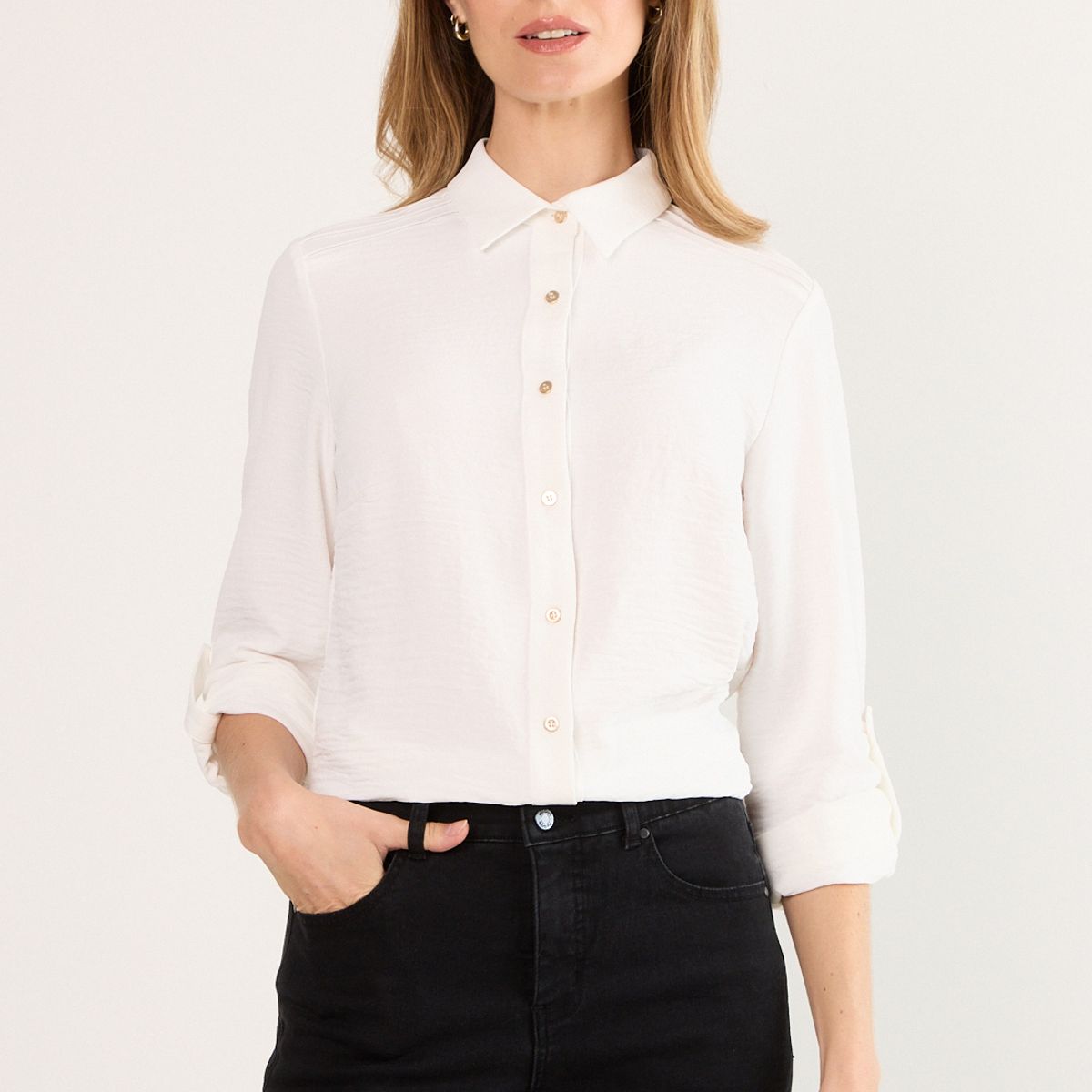 MA GRIFFE - Blusas Manga Larga Mujer Crudo Magriffe