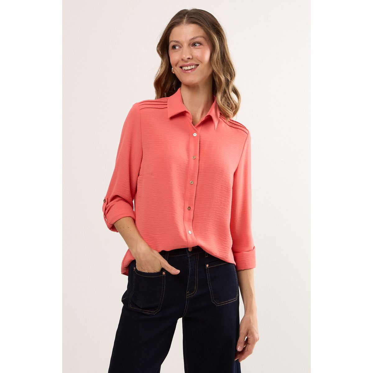 MA GRIFFE - Blusas Manga Larga Mujer Coral Magriffe