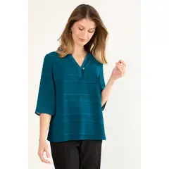 MA GRIFFE - Blusas Manga Larga Mujer Petroleo Magriffe