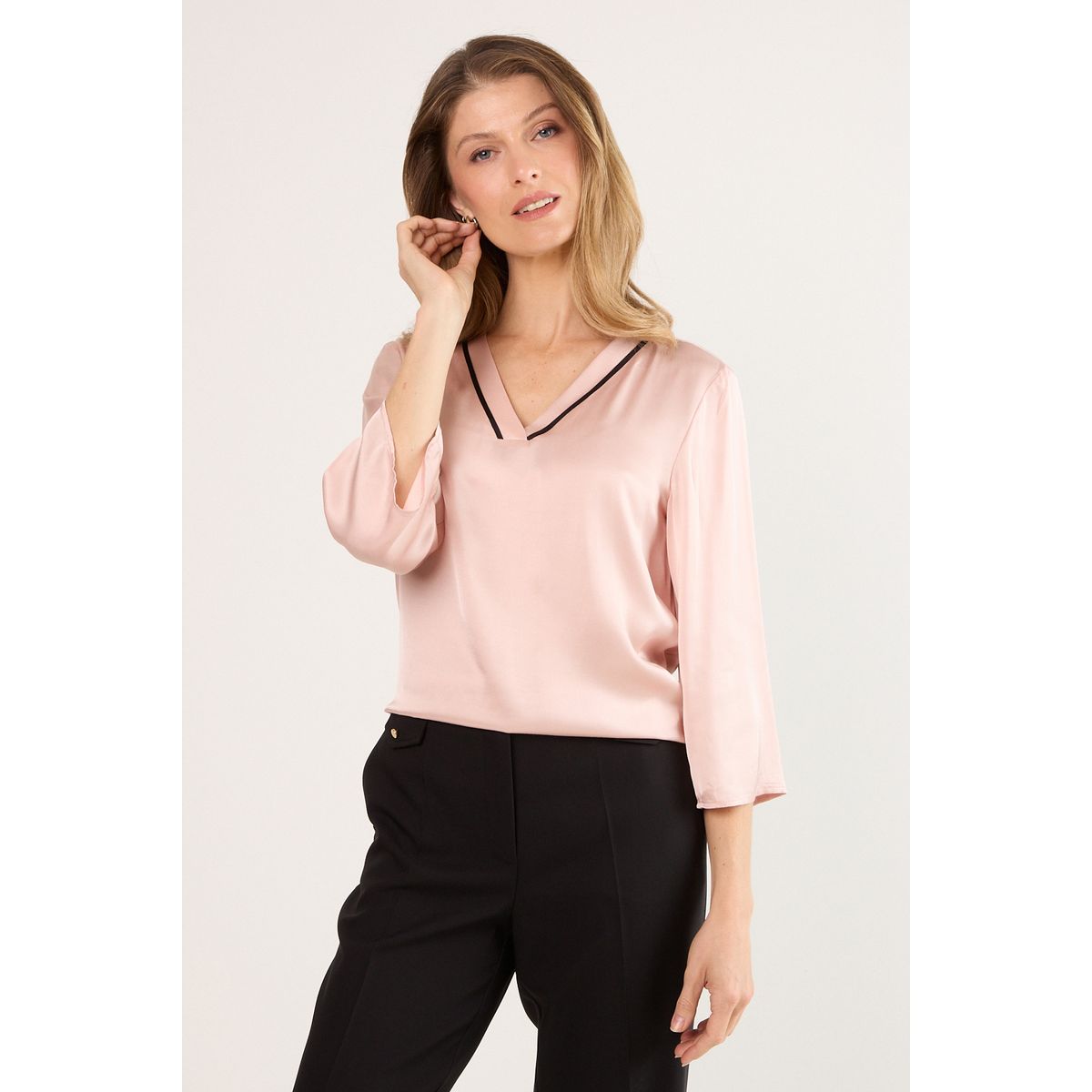 MA GRIFFE - Blusas Manga Larga Mujer Rosa Magriffe