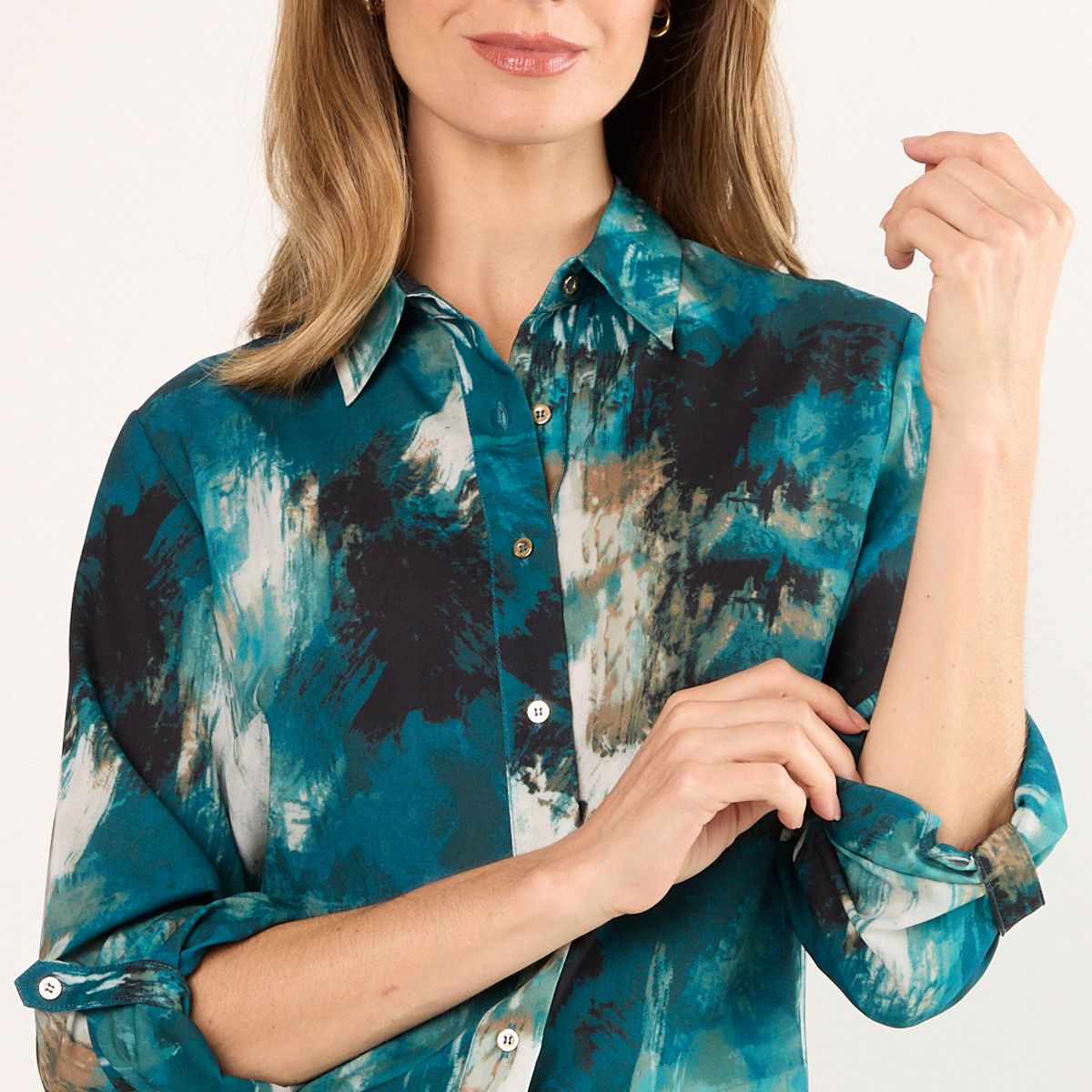 MA GRIFFE - Blusas Manga Larga Mujer Petroleo Magriffe