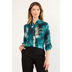 MA GRIFFE - Blusas Manga Larga Mujer Petroleo Magriffe
