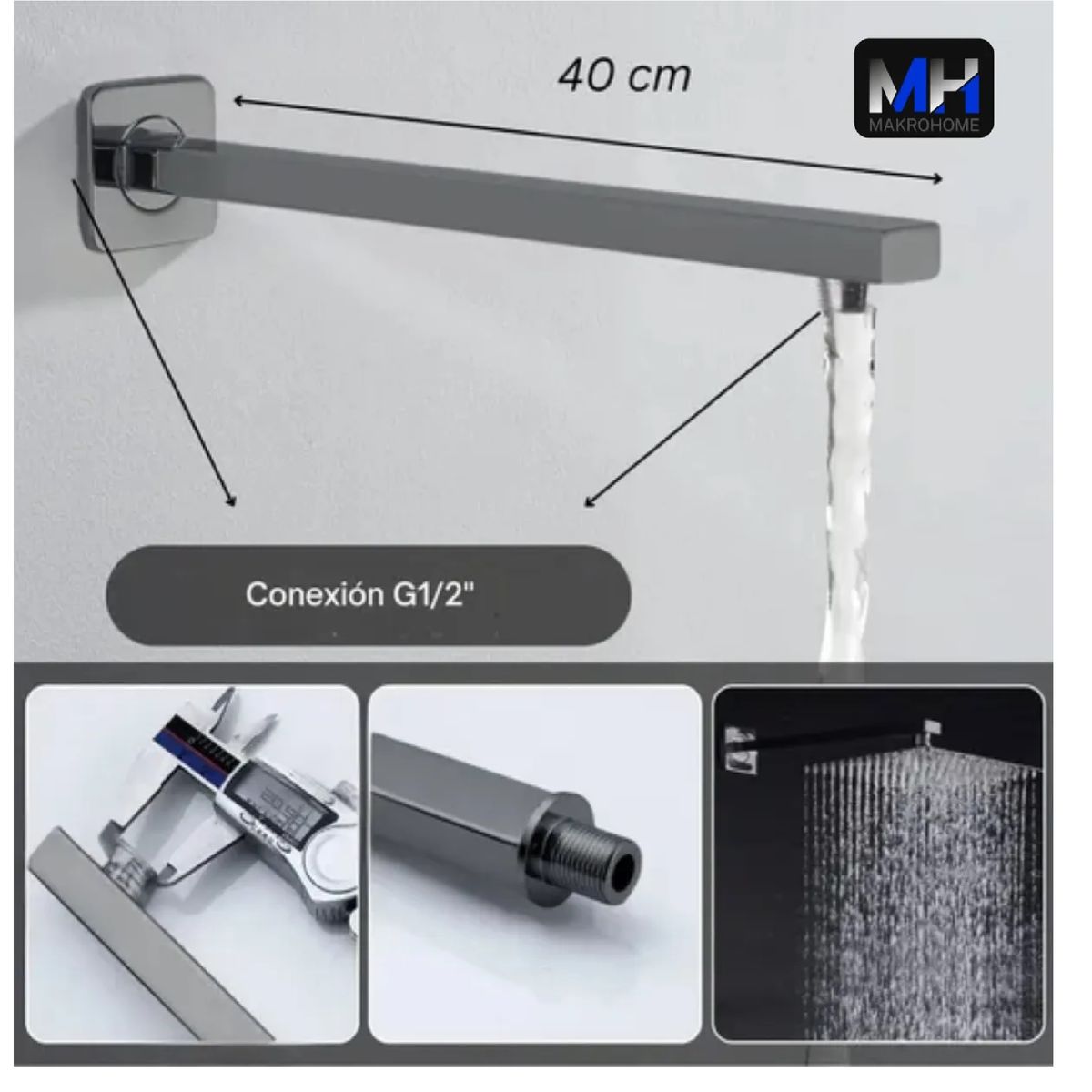 TAUMM - Brazo Ducha 40cm Gunmetal Kassel Taumm.