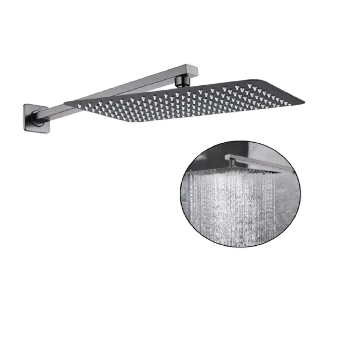 TAUMM - Brazo De Ducha 40cm + Plato De Ducha 20x30cm Gunmetal Taumm.