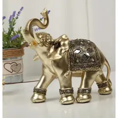GENERICO - Elefante Decorativo Dorado 15x15 cm Atraer Suerte Y Armonía al hogar