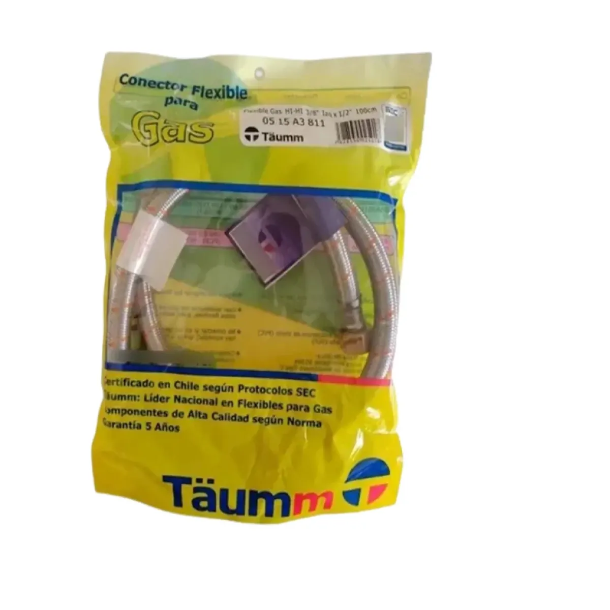 TAUMM - Flexible Para Gas 3/8 Hi Izquierdo X 1/2 Hi 1 Mts Taumm