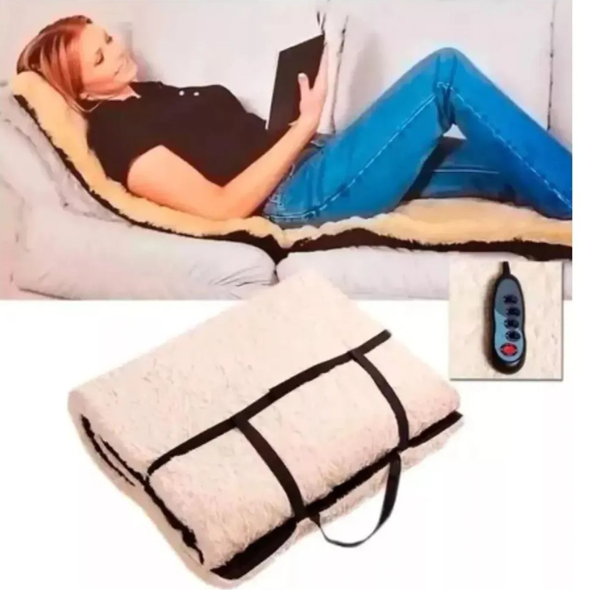 GENERICO - COLCHONETA MASAJEADORA CON CALOR, 9 MODOS DE MASAJE, PORTATIL