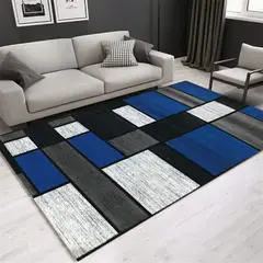 GENERICO - ALFOMBRA AZUL OSCUCURO DE CUADROS 200X240 DELGADA ANTIDESLIZANTE WYM