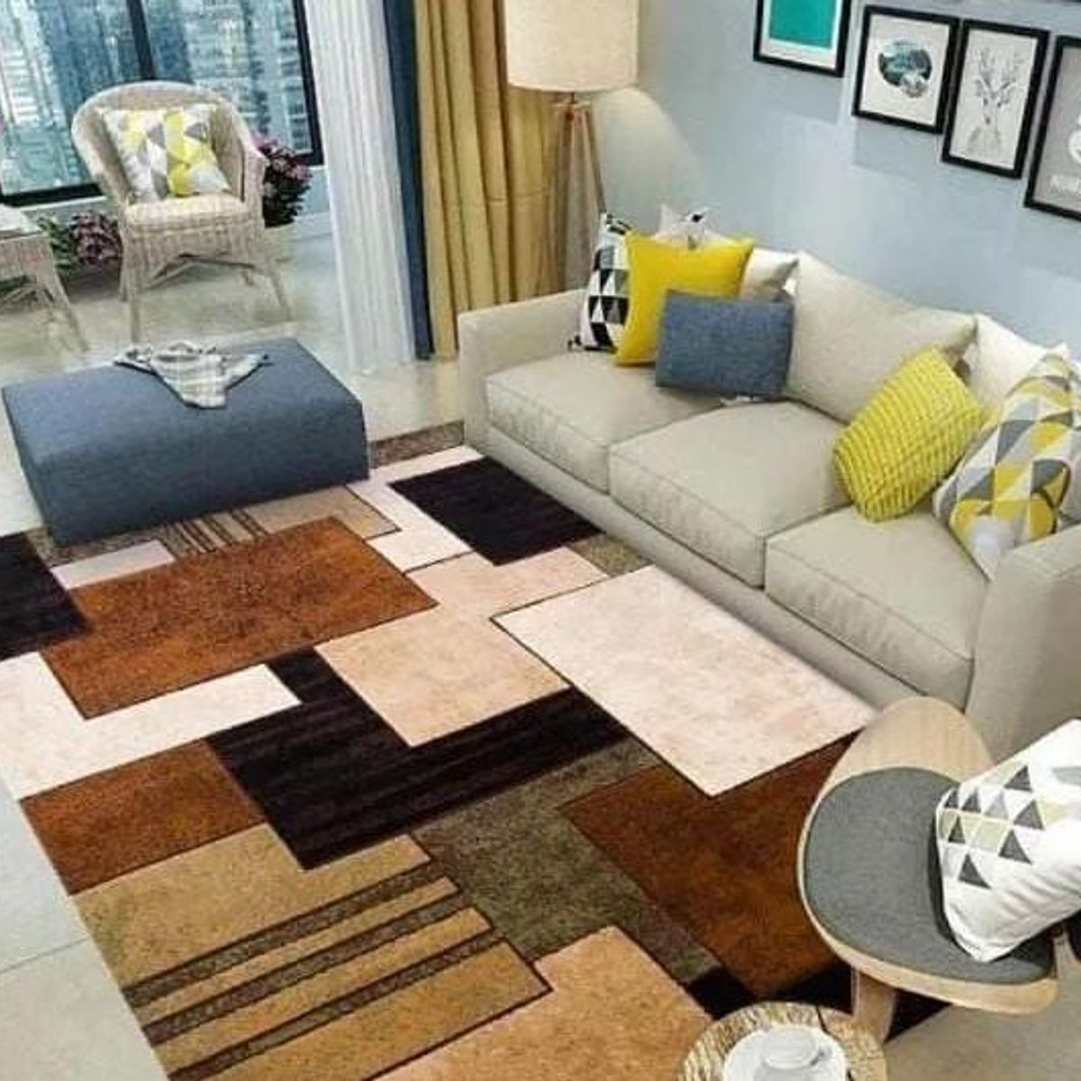GENERICO - ALFOMBRA TETRIS MARRON 200X240 DELGADA  ANTIDESLIZANTE WYM