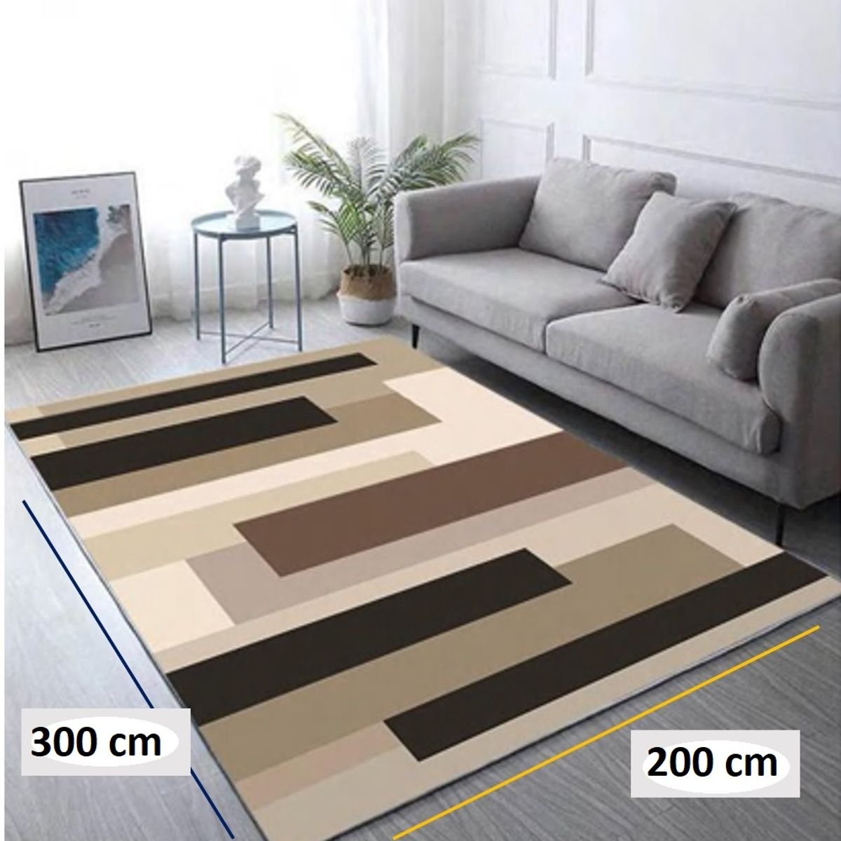 GENERICO - ALFOMBRA GRANDE 2X2.4 M TETRIS MARRON DELGADA  ANTIDESLIZANTE WYM