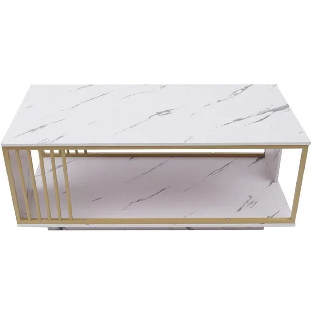 GENERICO - MESA CENTRO MODERNA DISEÑO MARMOL MDF RECTANGULAR