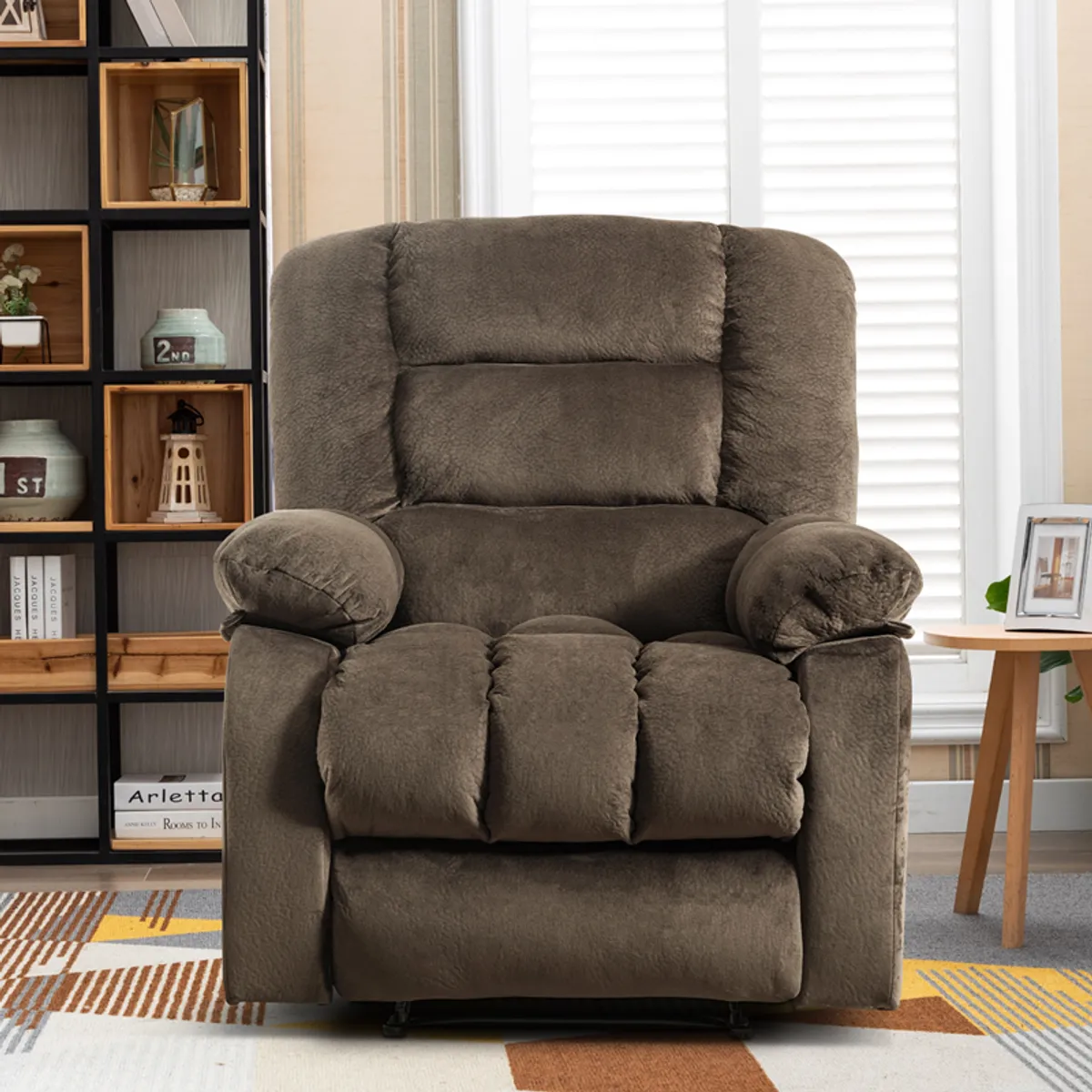 AGUILA - Bergere Masajeador Reclinable Hemingway con Calefacción y Tela de Microfibra Aterciopelada - Café