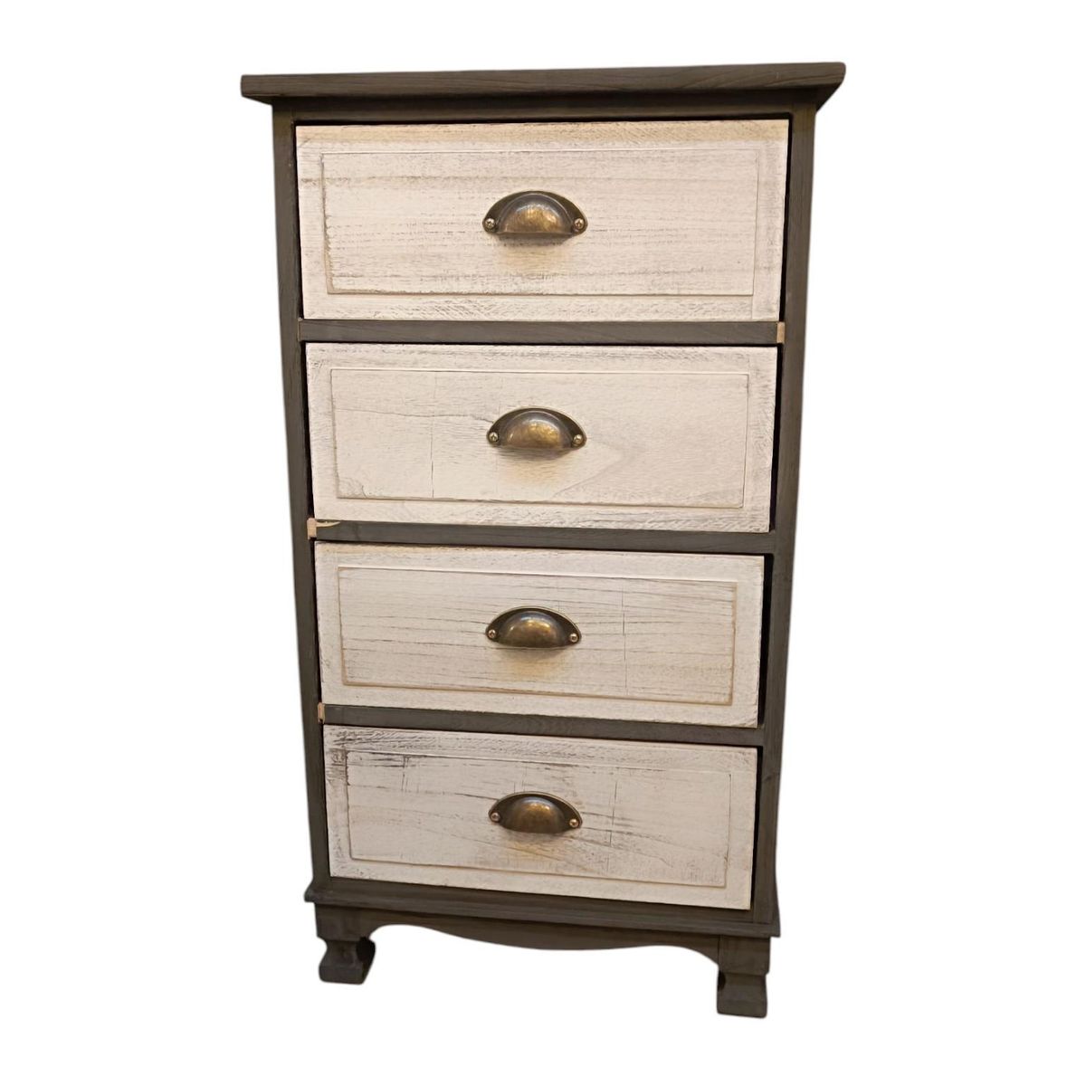 GENERICO - CAJONERA MADERA 4 CAJONES COLOR GRIS CAJONES BLANCO