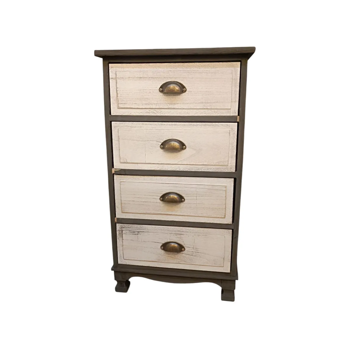 GENERICO - CAJONERA MADERA 4 CAJONES COLOR GRIS CAJONES BLANCO