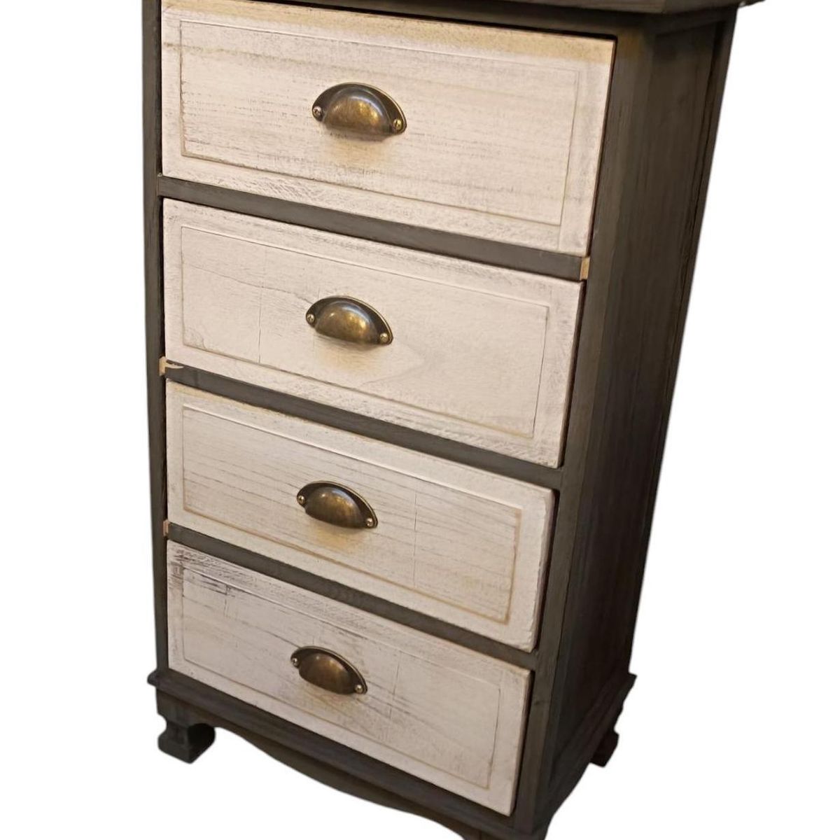 GENERICO - CAJONERA MADERA 4 CAJONES COLOR GRIS CAJONES BLANCO