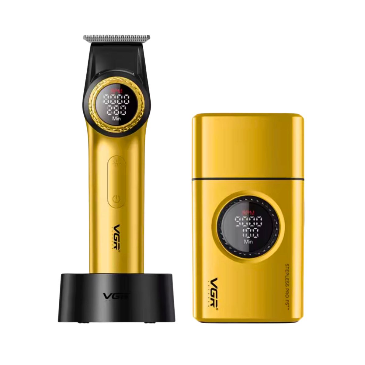 VGR - Barber Combo VGR Profe Barbería Trimmer V-977 + Afeitadora V-377 GOLD
