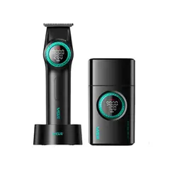VGR VOYAGER - Combo Vgr Barbería Profesional Trimmer V-977 + Shaver V-377 Color Negro
