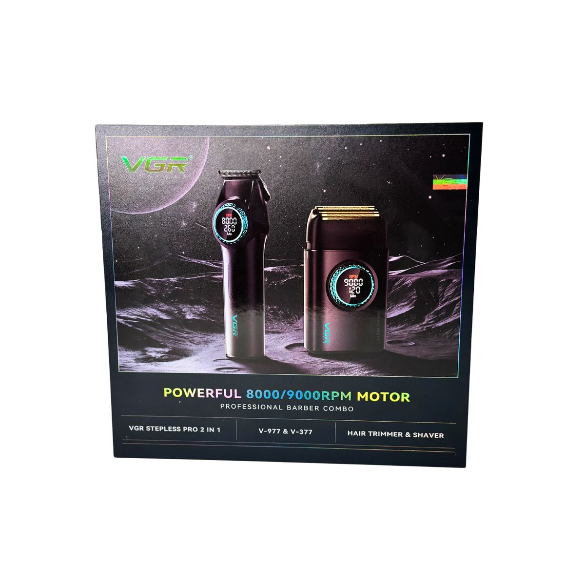 VGR - Combo Vgr Barbería Profesional Trimmer V-977 + Shaver V-377 Negro
