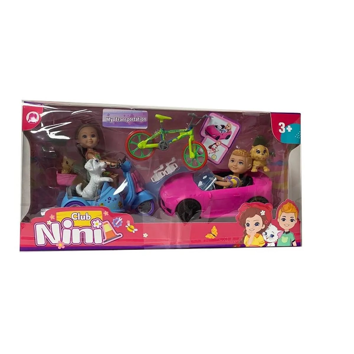 GENERICO - Set De Muñeca Con Auto Moto Y Accesorios