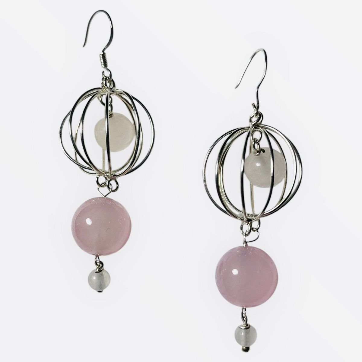 TAETHAI - Aros plata 925 con Cuarzo rosa