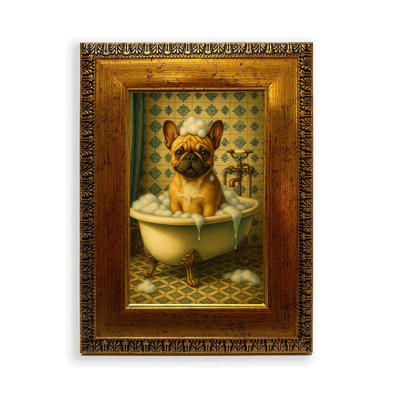 GENERICO - Cuadro bulldog francés burbujeante en la tina 10x15 cm