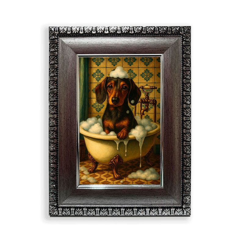 GENERICO - Cuadro dachshund burbujeante en la tina 10x15 cm