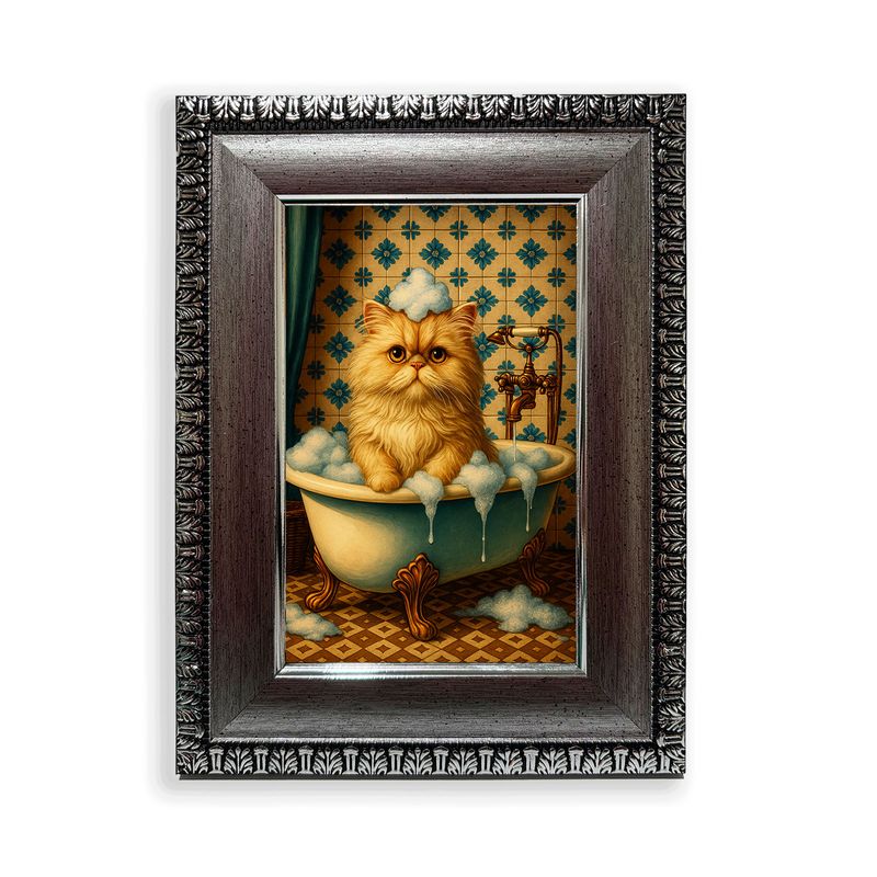 GENERICO - Cuadro gato persa burbujeante en la tina 10x15 cm