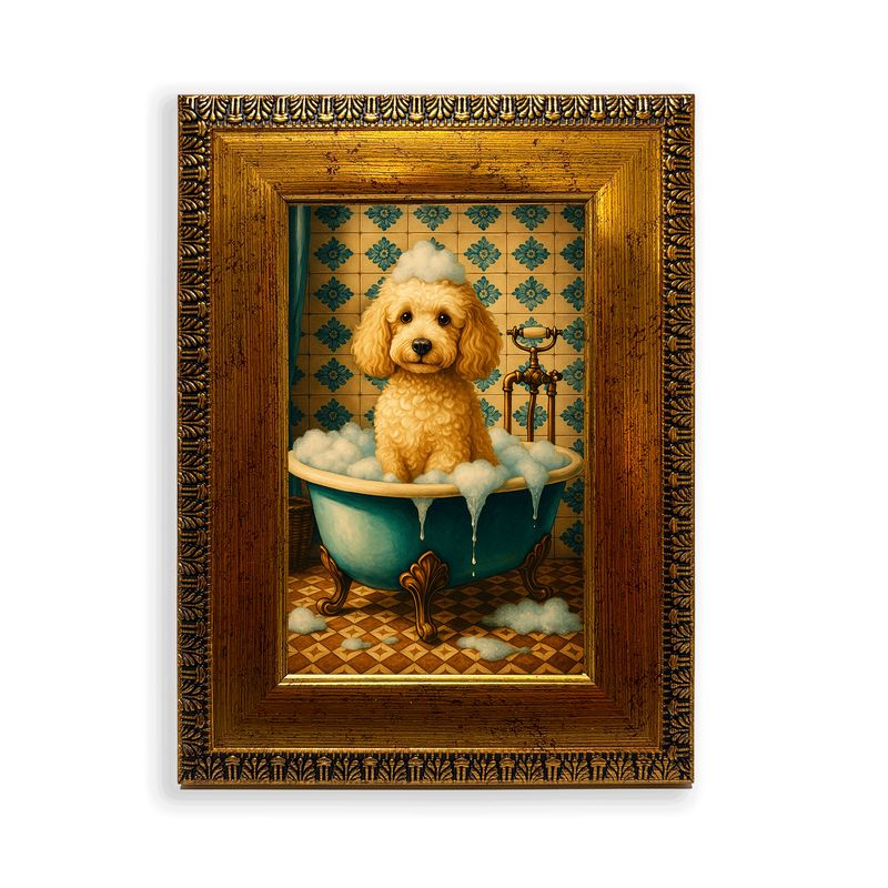 GENERICO - Cuadro poodle burbujeante en la tina 10x15 cm