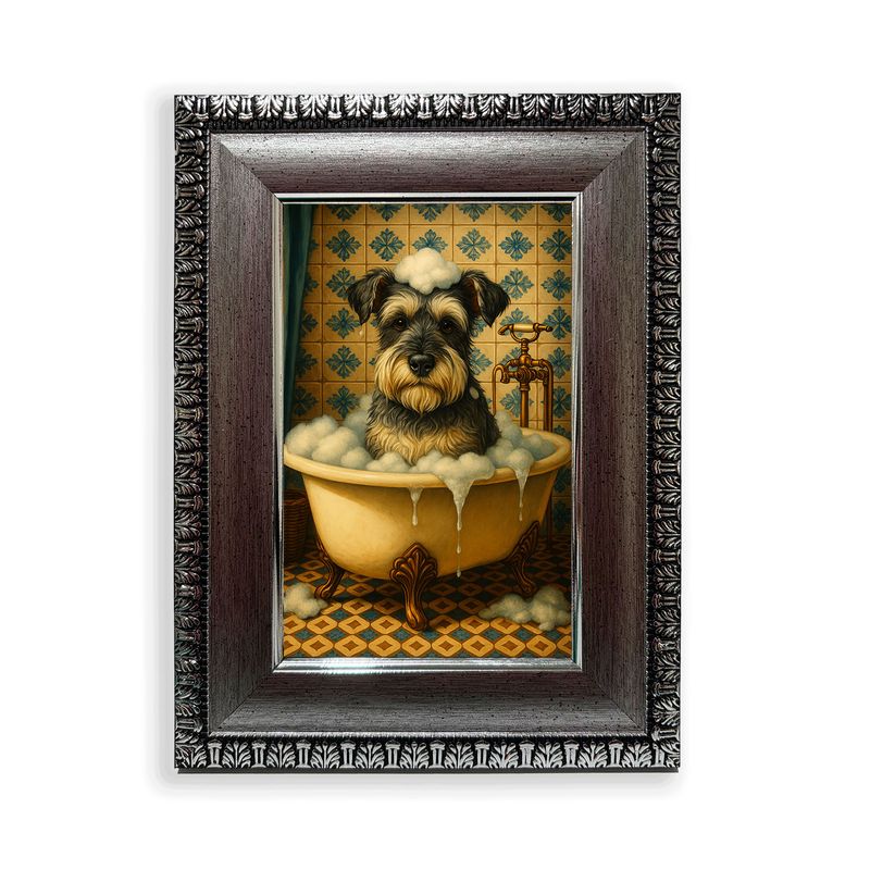 GENERICO - Cuadro schnauzer burbujeante en la tina 10x15 cm