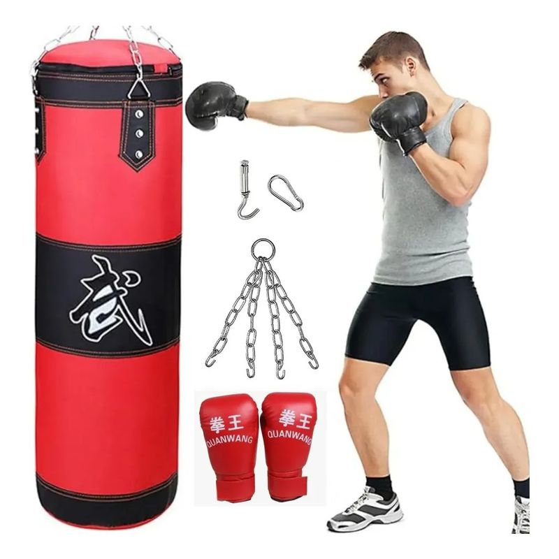 EVERSO - Bolsa SacoDeBoxeoProfesional 100cm Premium Con Guantes Negro