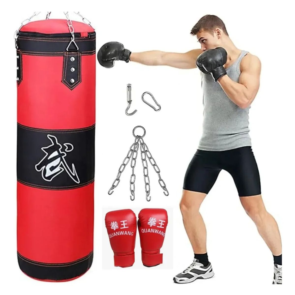 EVERSO - Bolsa Saco De Boxeo Profesional 100cm Premium Con Guantes