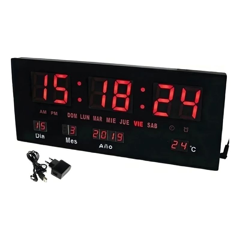 LISM - Reloj Mural Digital Led Con Termómetro Y Alarma Melodías Estructura