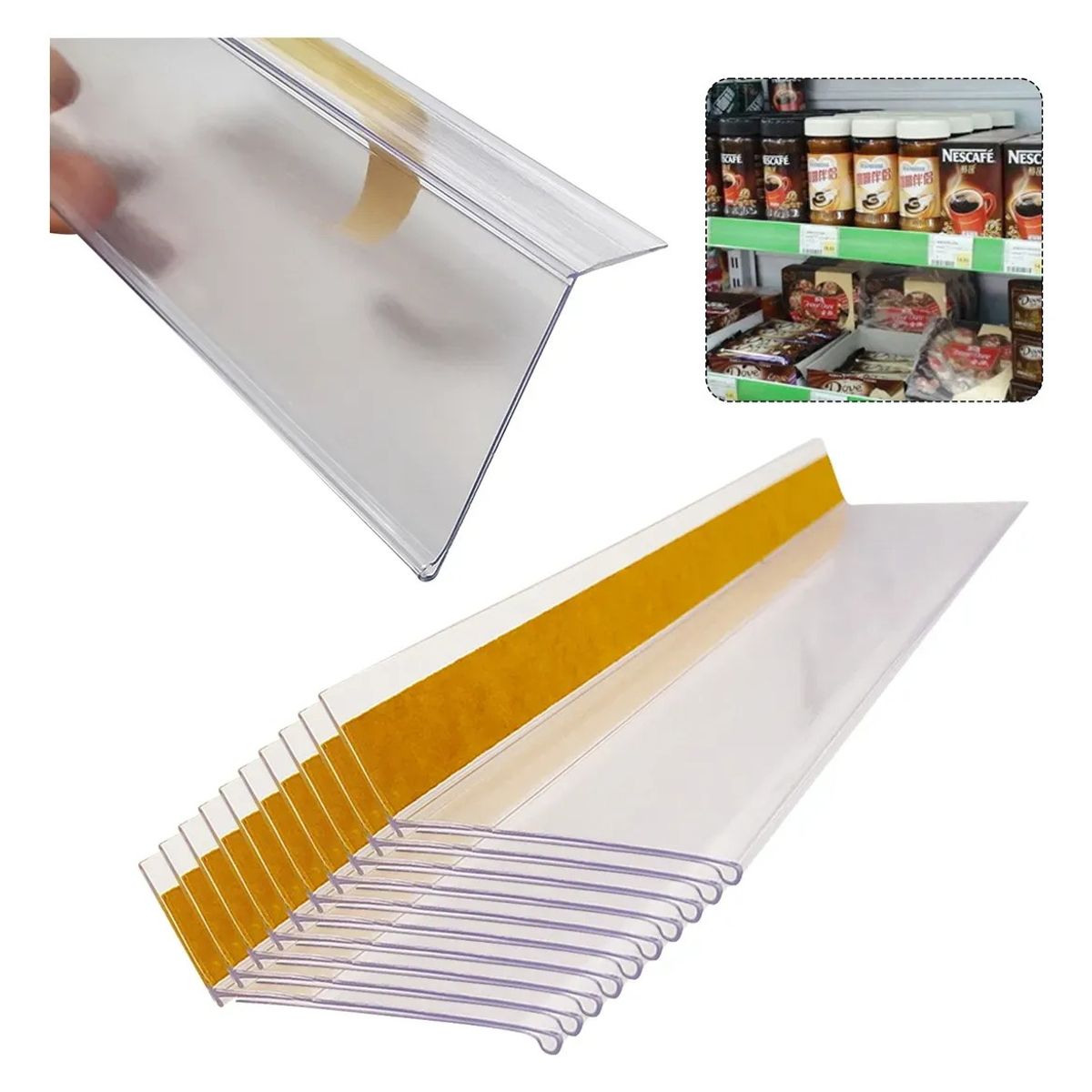 KUANGYE - 10m Porta Fleje Adhesivo Tipo L Precio Plastico Transparente