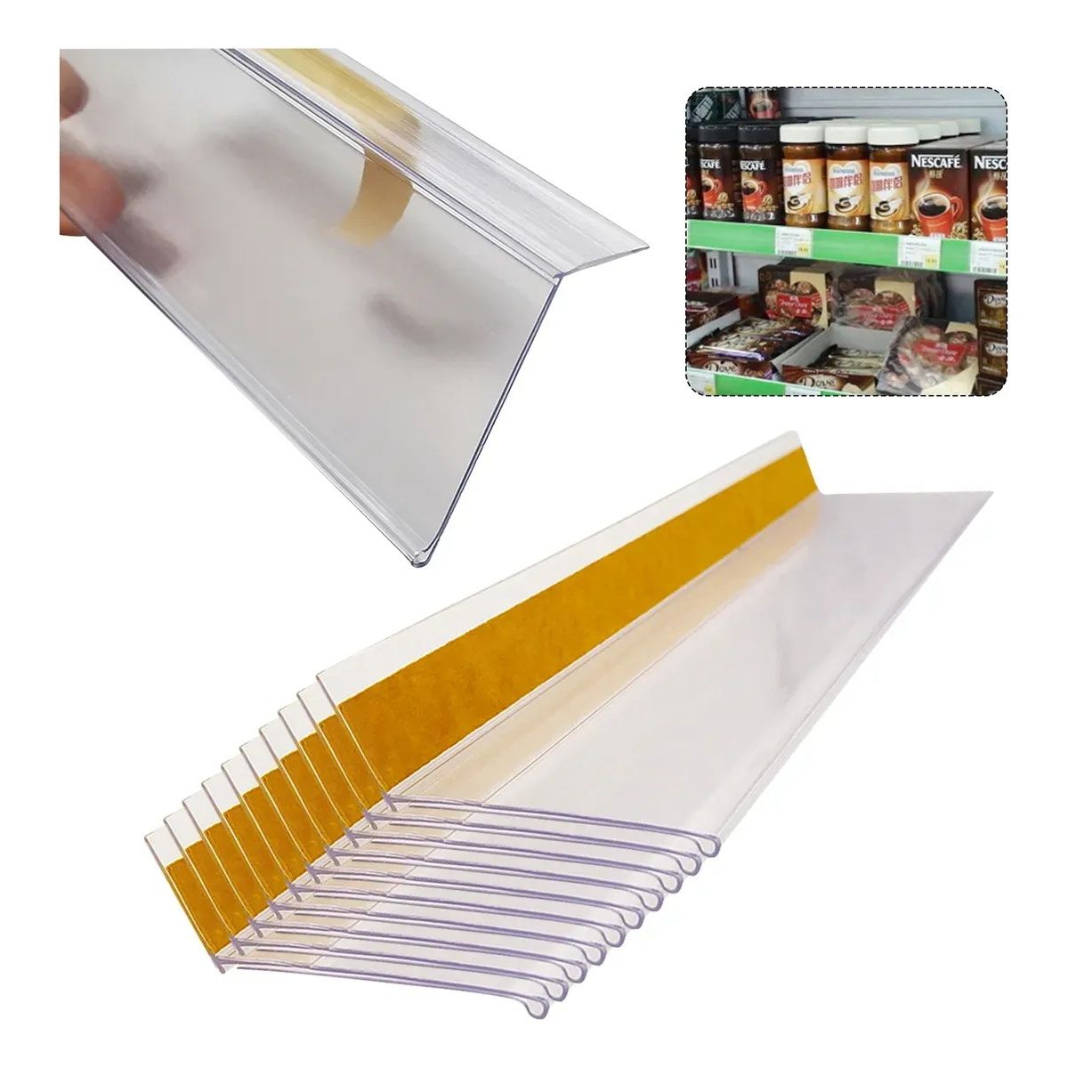 KUANGYE - 10m Porta Fleje Adhesivo Tipo L Precio Plastico Transparente