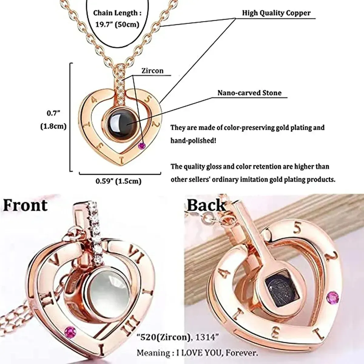 KUANGYE - Caja De Regalo Con Collar Y Rosas Eternas Rojas