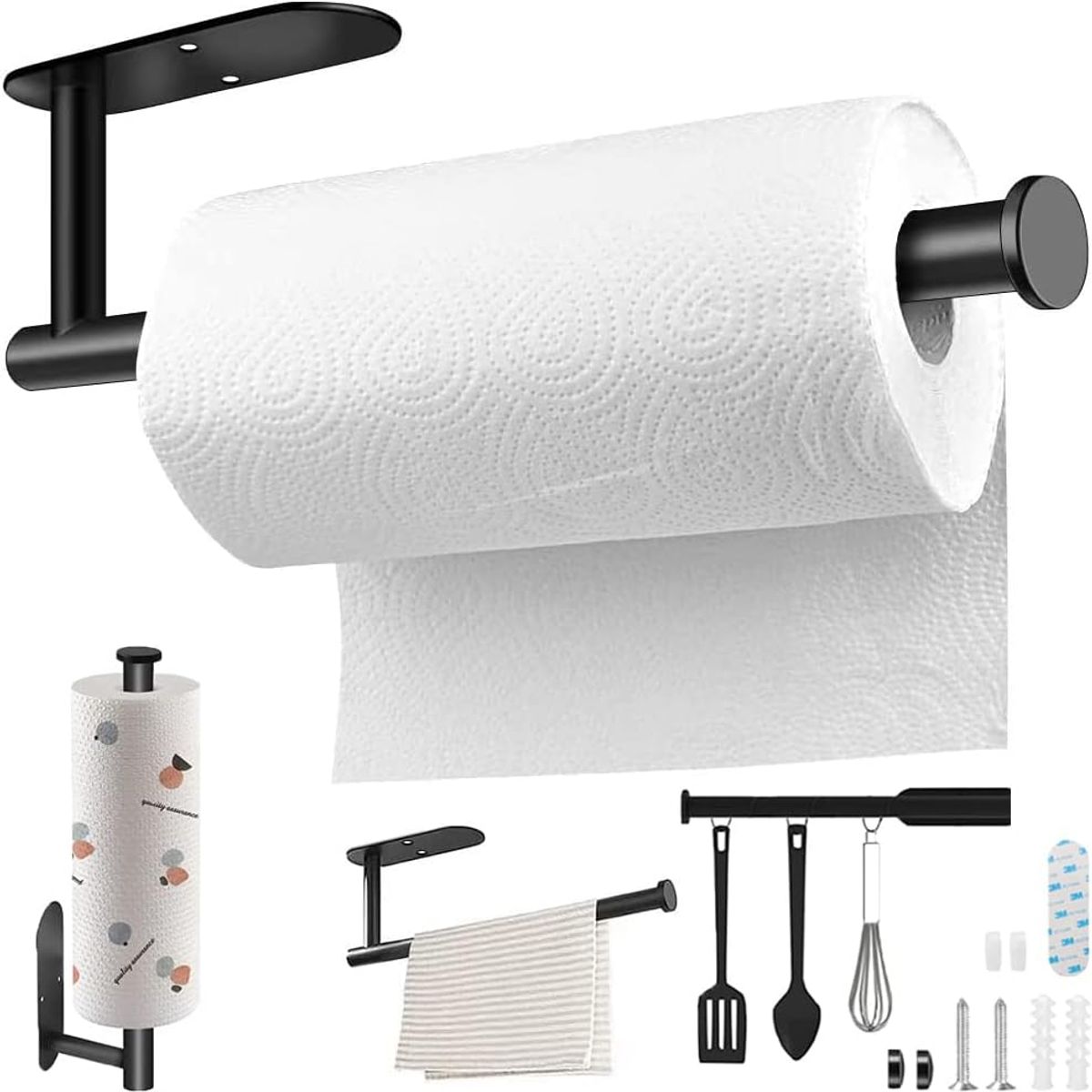 GENERICO - Portarrollos De Papel De Acero Inoxidable Para Cocina Baño-Negro