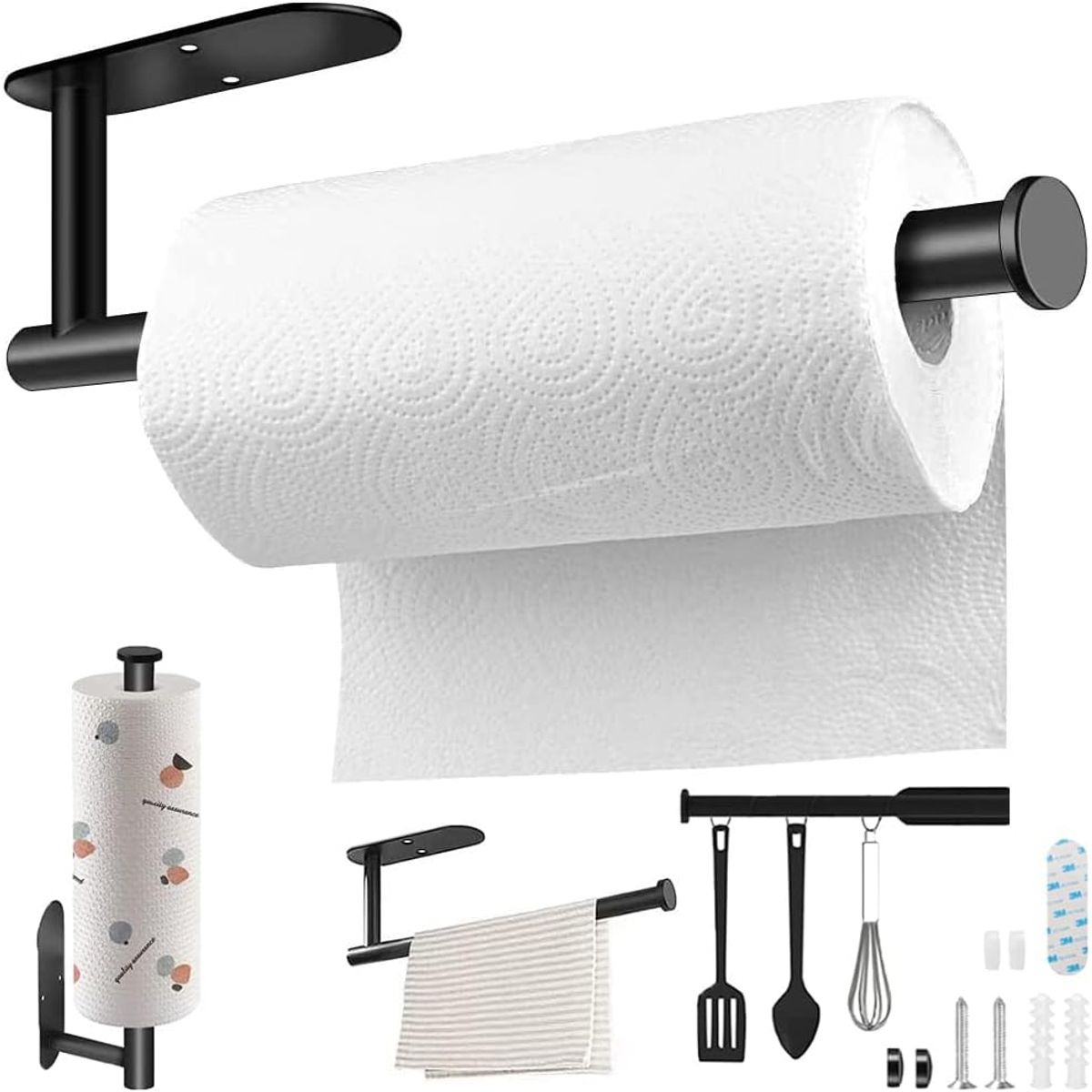 GENERICO - Portarrollos De Papel De Acero Inoxidable Para Cocina Baño-Negro