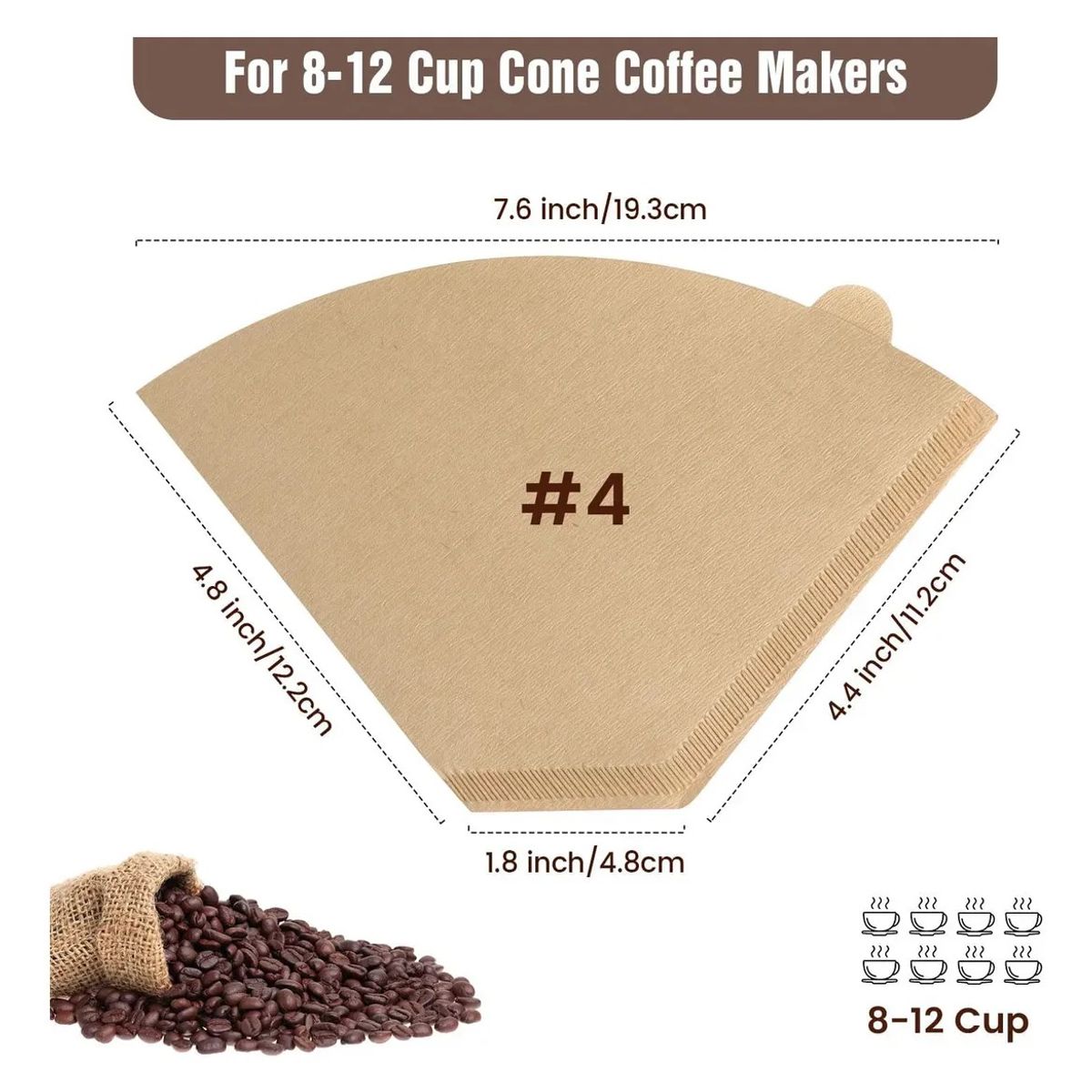 200 Filtro De Papel De Café Super Premium Cono #4, marca KUANGYE - Foto 2