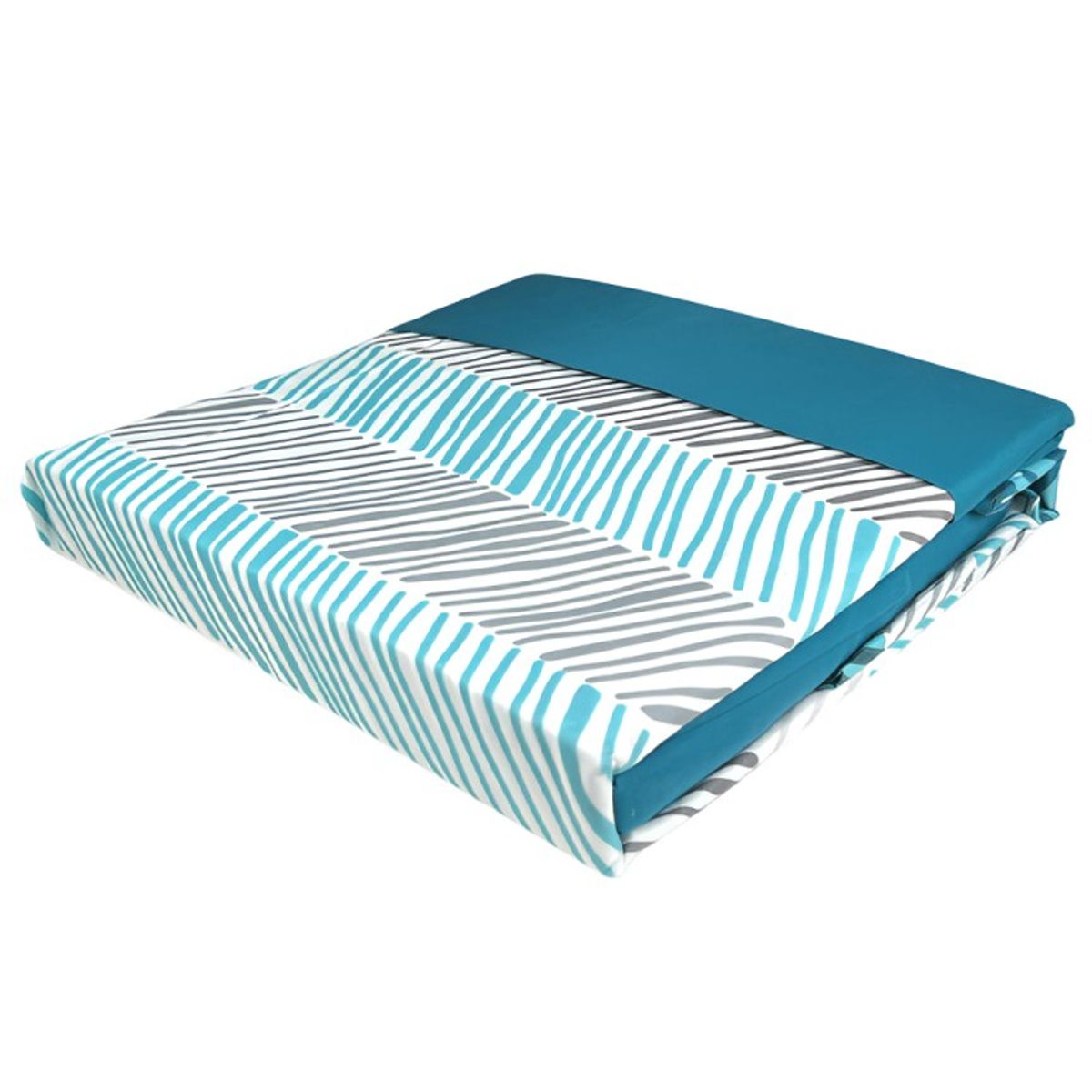 DORAL - Sábanas Aterciopelada Composé  Líneas Azul Petróleo y Gris Dormitorio