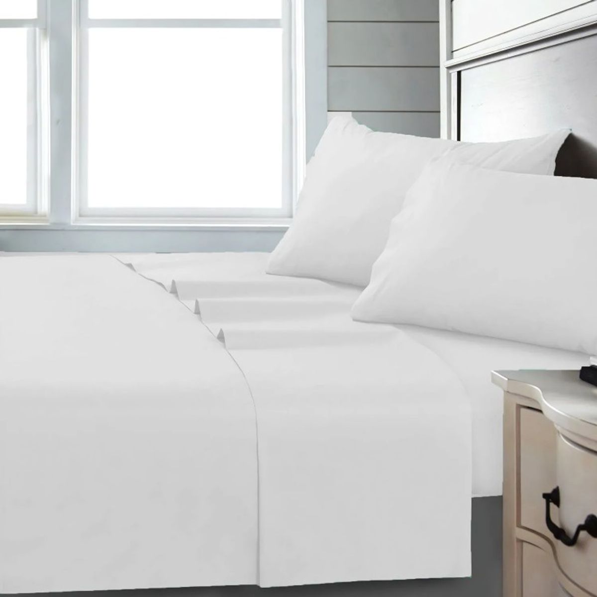 ZAHR - Juego de Sábanas Marina Lisa Gris Claro