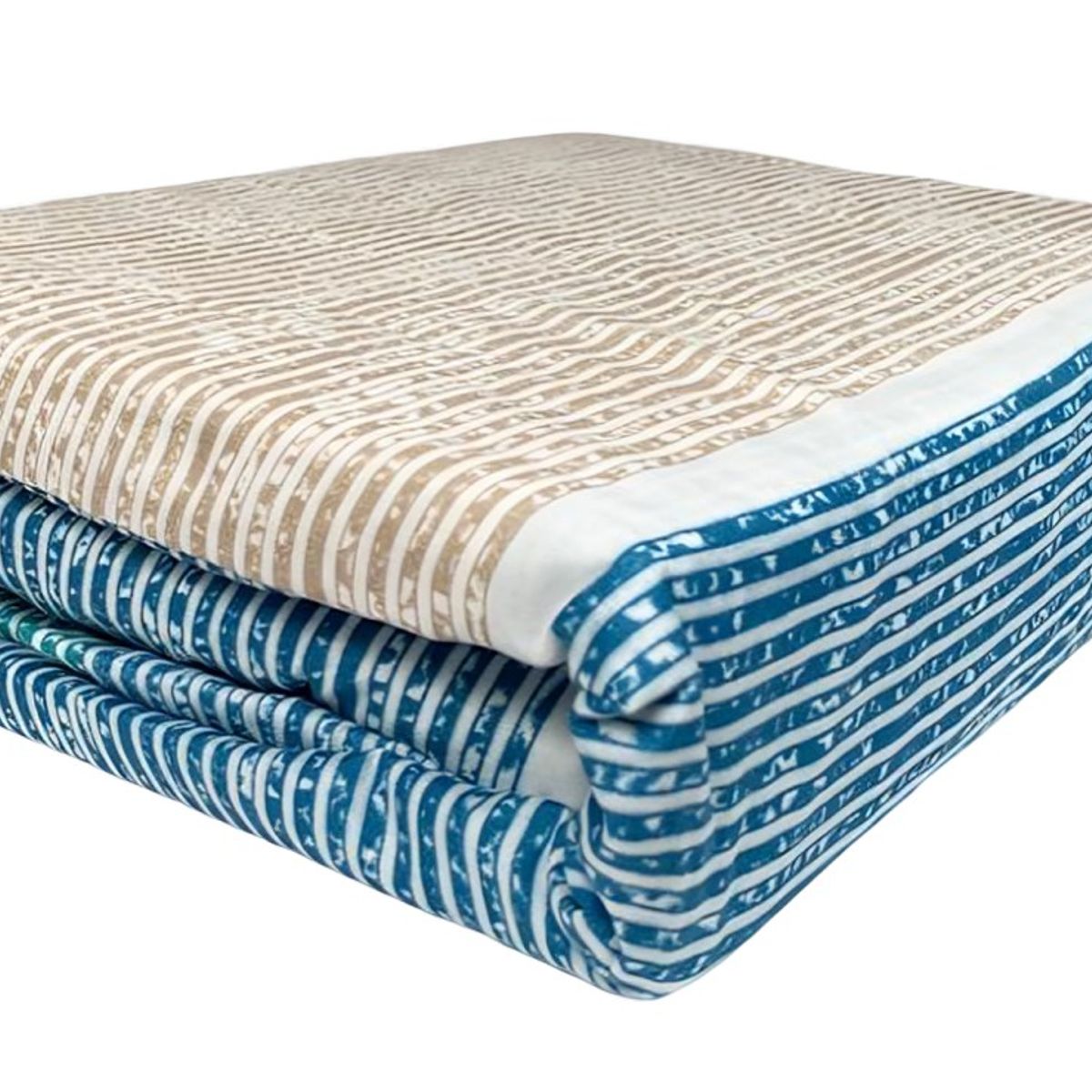 DORAL - Sábanas Micro Piel Durazno Lineal Beige Azul Turquesa