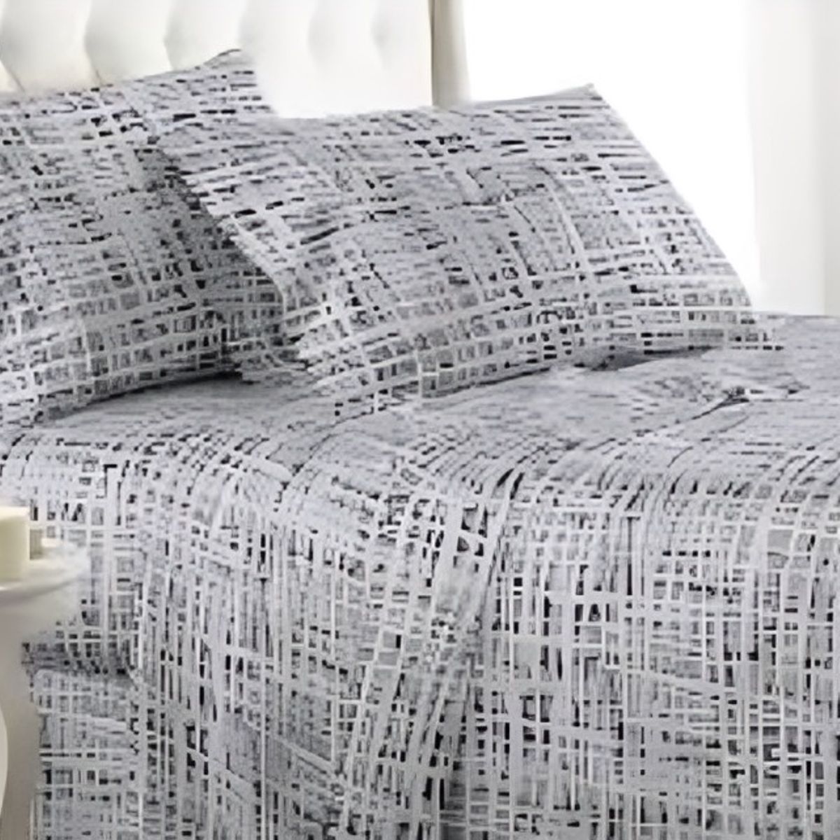 DORAL - Sábanas Micro Piel Durazno  Geométrico Gris