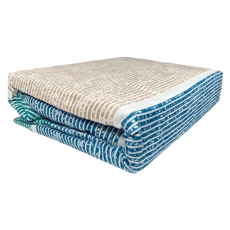DORAL - Sábanas Micro Piel Durazno Lineal Beige Azul Turquesa Dormitorio