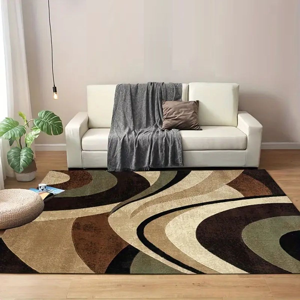 GENERICO - ALFOMBRA ELEGANTE VERDE ONDAS 160X200 PARA LIVING WYM