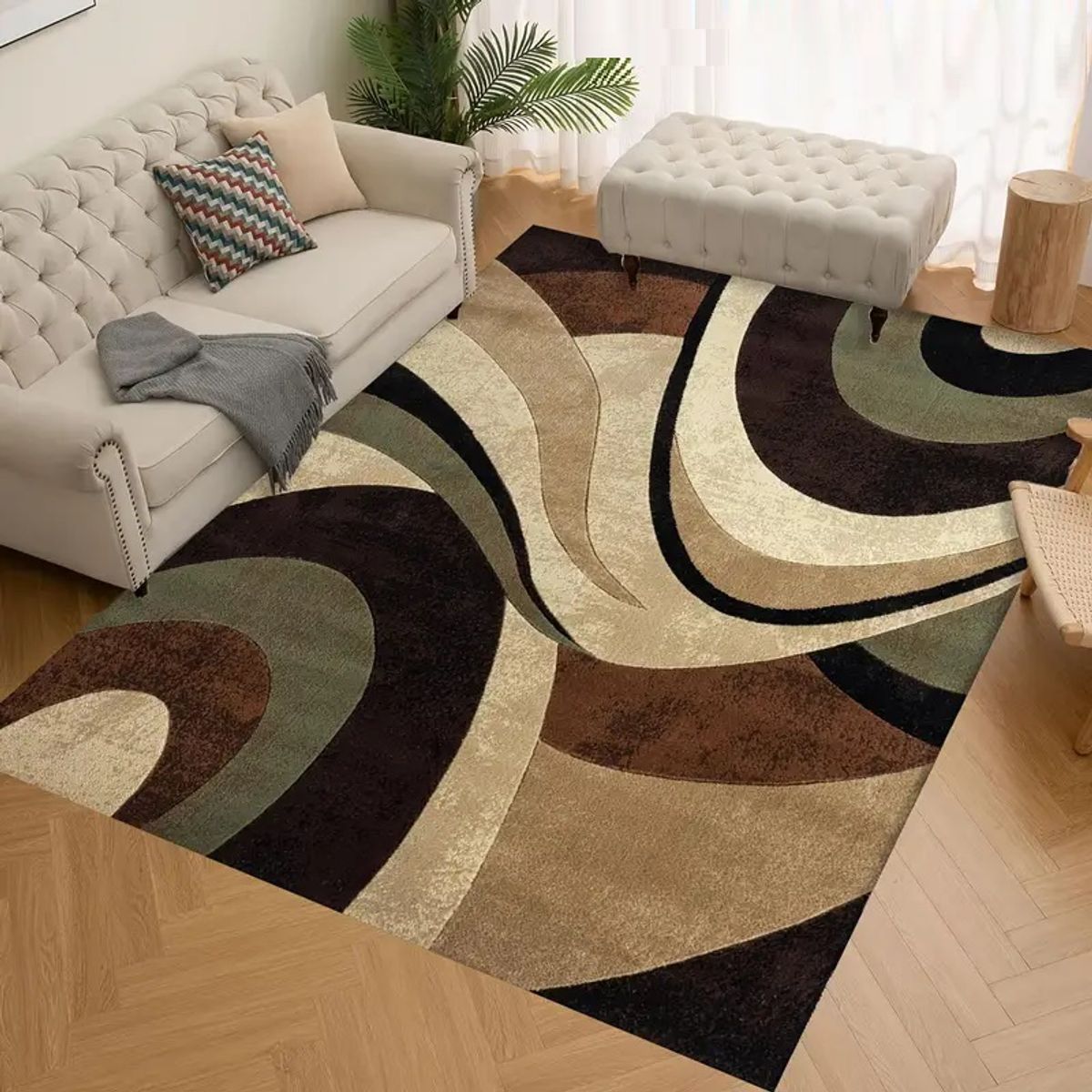 GENERICO - ALFOMBRA ELEGANTE VERDE ONDAS 160X200 PARA LIVING WYM