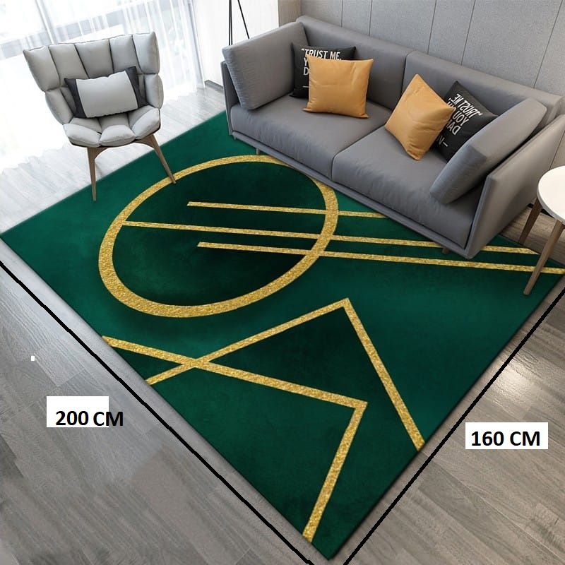 GENERICO - ALFOMBRA ELEGANTE VERDE CIRCULO DORADO 160X200 PARA LIVING WYM